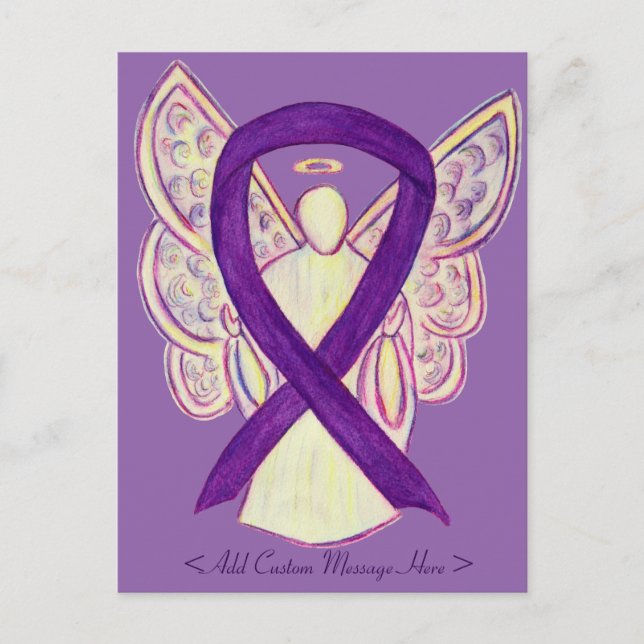 Purple Awareness Ribbon Angel Custom Postcard (Front)