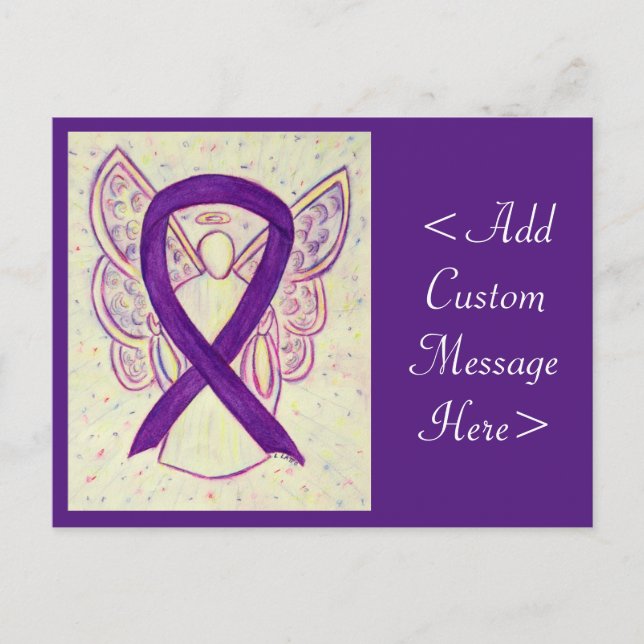 Purple Awareness Ribbon Angel Custom Postcard (Front)