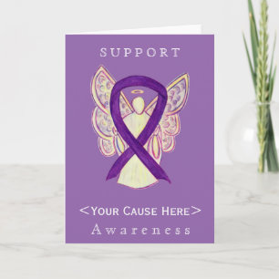 Purple Awareness Ribbon Angel Customised Card