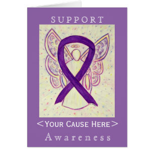 Purple Awareness Ribbon Angel Customised Card
