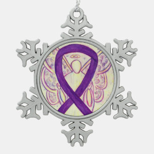Purple Awareness Ribbon Angel Customised Ornament