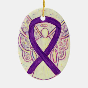 Purple Awareness Ribbon Angel Pendant Ornament