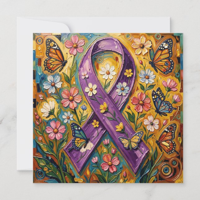 Purple Awareness Ribbon, Blank Card (Front)
