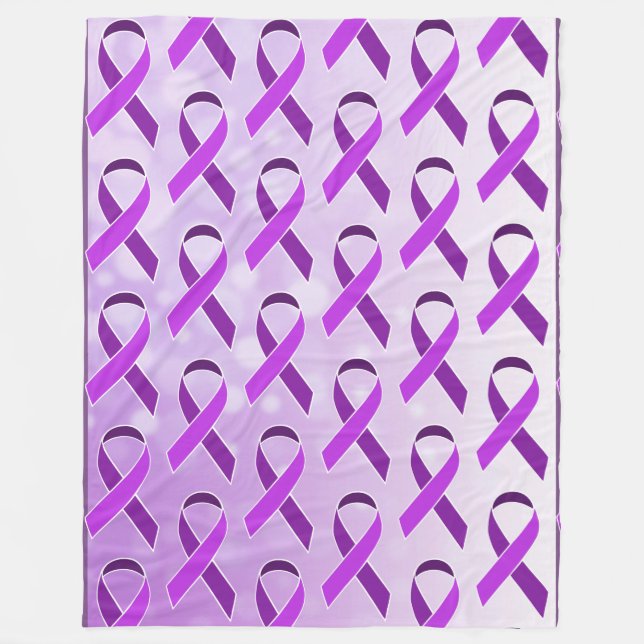 Purple Awareness Ribbon Comforting Fleece Blanket (Front)