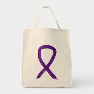Purple Awareness Ribbon Custom Art Tote Bag