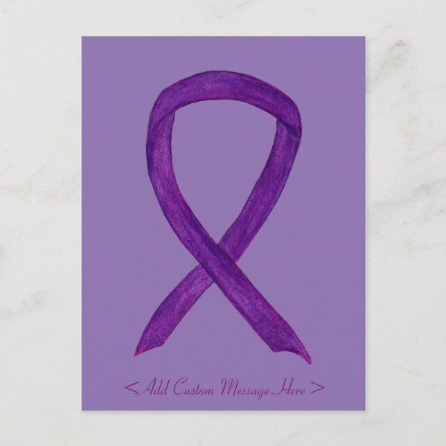 Purple Awareness Ribbon Custom Postcard (Front)