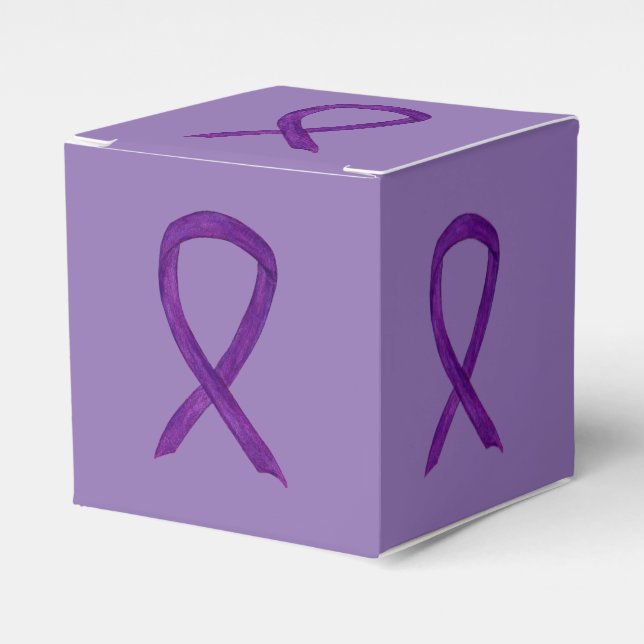 Purple Awareness Ribbon Custom Take Out Favour Box (Front Side)