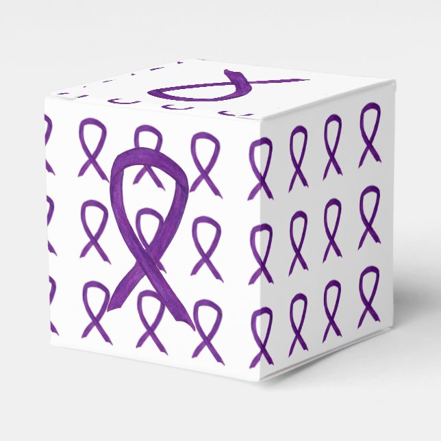 Purple Awareness Ribbon Custom Take Out Favour Box (Front Side)