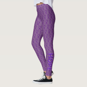 Purple Awareness Ribbon Custom Words Leggings