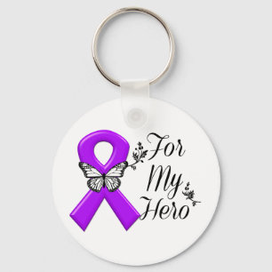 Purple Awareness Ribbon For My Hero Key Ring