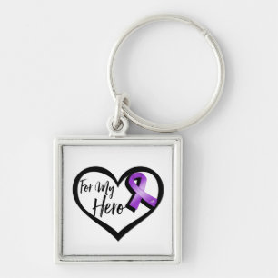 Purple Awareness Ribbon For My Hero Key Ring