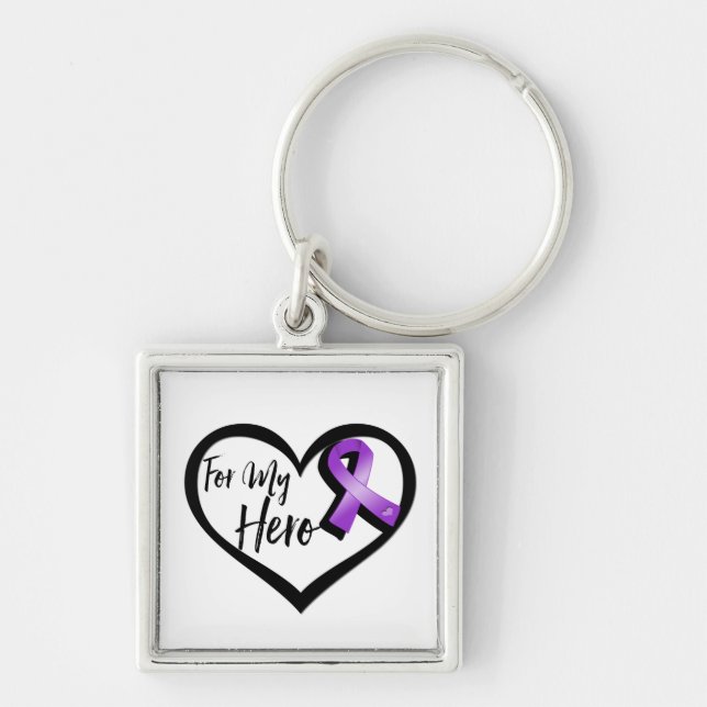 Purple Awareness Ribbon For My Hero Key Ring (Front)