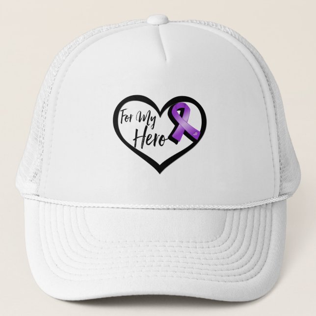 Purple Awareness Ribbon For My Hero Trucker Hat (Front)