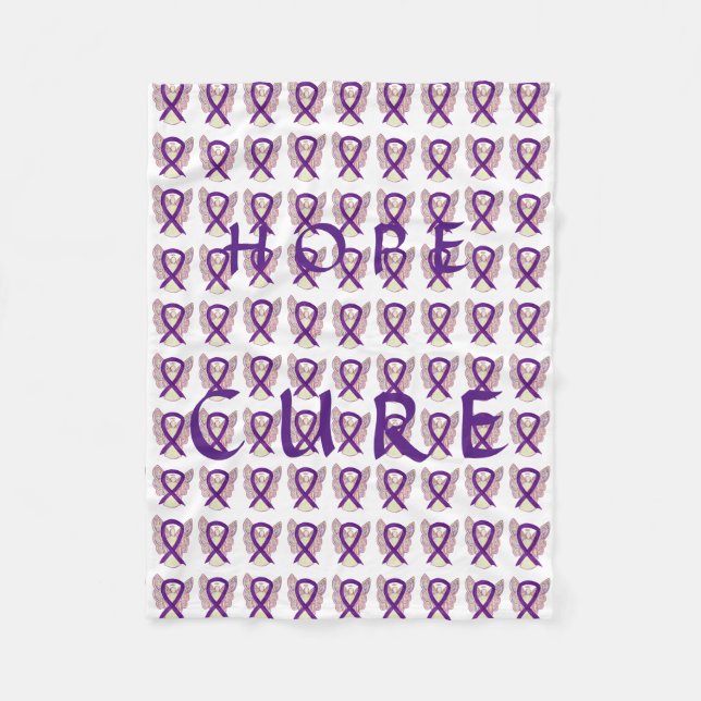 Purple Awareness Ribbon Hope Cure Angel Blanket (Front)