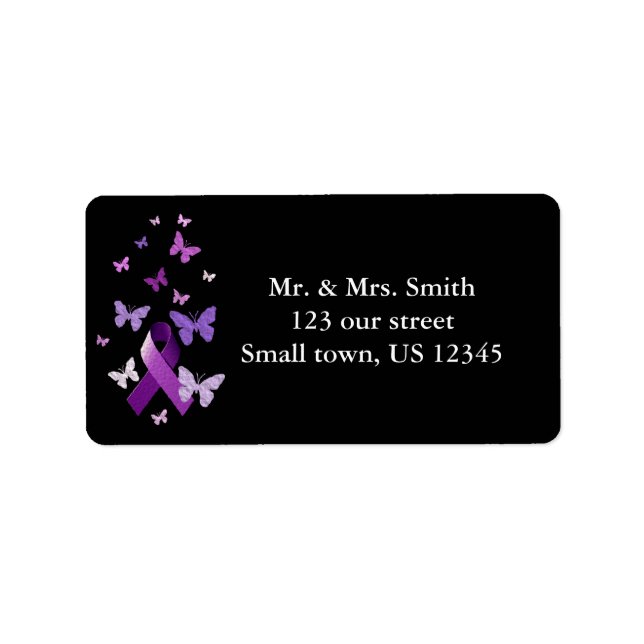 Purple Awareness Ribbon Label (Front)