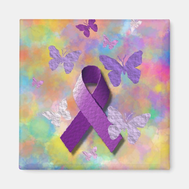 Purple Awareness Ribbon Magnet (Front)