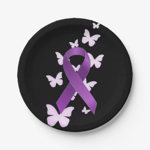 Purple Awareness Ribbon Paper Plate