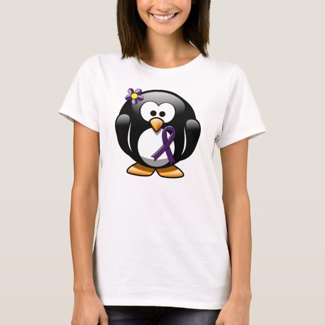 Purple Awareness Ribbon Penguin T-Shirt (Front)