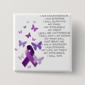 Purple Awareness Ribbon/poem 15 Cm Square Badge