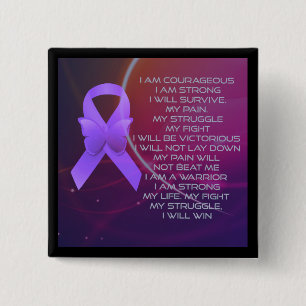 Purple Awareness Ribbon/poem 15 Cm Square Badge