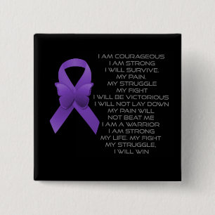 Purple Awareness Ribbon/poem 15 Cm Square Badge