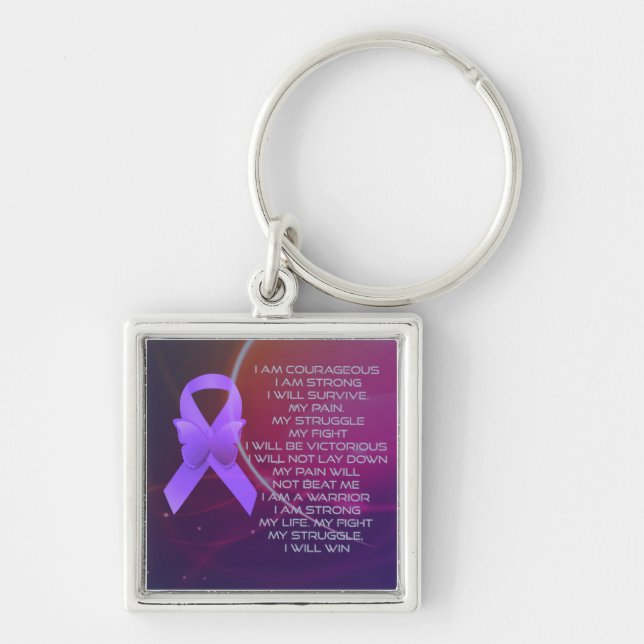 Purple Awareness Ribbon/poem Key Ring (Front)
