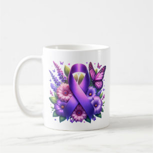 Purple Awareness Ribbon   Praying for a Cure Coffee Mug