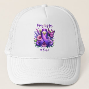Purple Awareness Ribbon   Praying for a Cure Trucker Hat