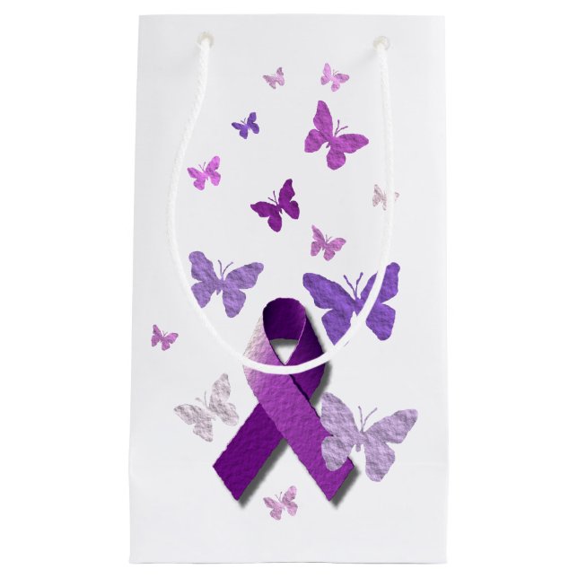 Purple Awareness Ribbon Small Gift Bag (Front)