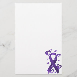 Purple Awareness Ribbon Stationery