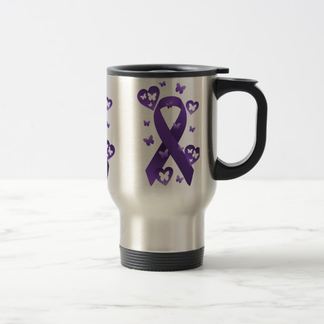 Purple Awareness Ribbon Travel Mug (Right)