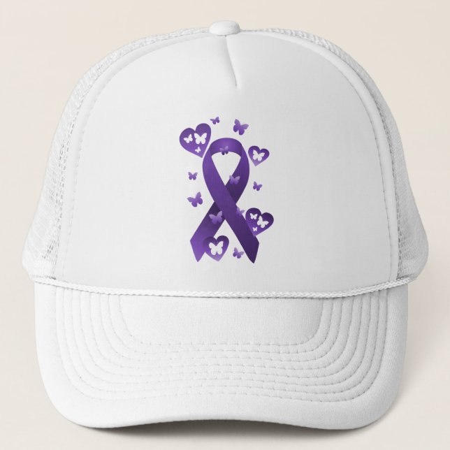 Purple Awareness Ribbon Trucker Hat (Front)