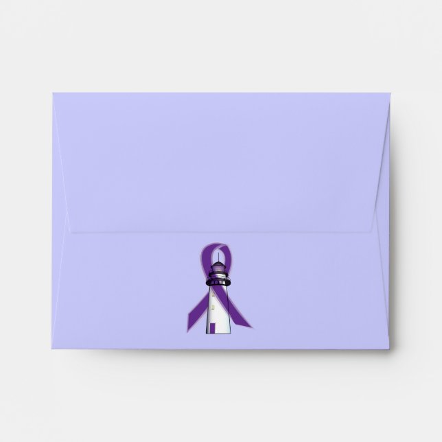 Purple Awareness Ribbon with Lighthouse of Hope Envelope (Back (Top Flap))