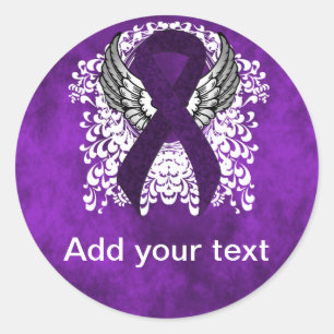 Purple Awareness Ribbon with Wings Classic Round Sticker