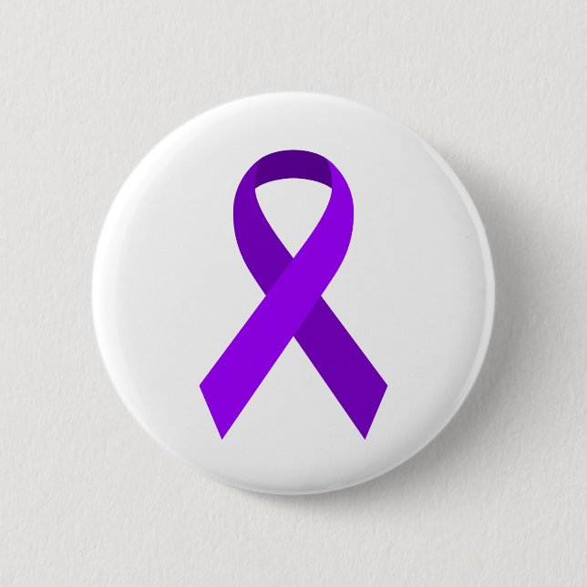 Purple Awareness Support Ribbon 6 Cm Round Badge (Front)