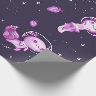 Purple Axolotls in Space Wrapping Paper