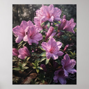 Purple Azalea Flowers Art Print Poster
