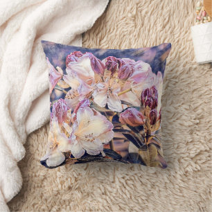 Purple azeea blossom flowers watercollor Pillow