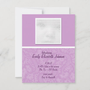 Purple Baby Announcement Cards