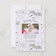 Purple Baby Bat Halloween Thank You Card