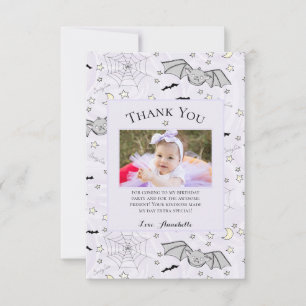 Purple Baby Bat Halloween Thank You Card