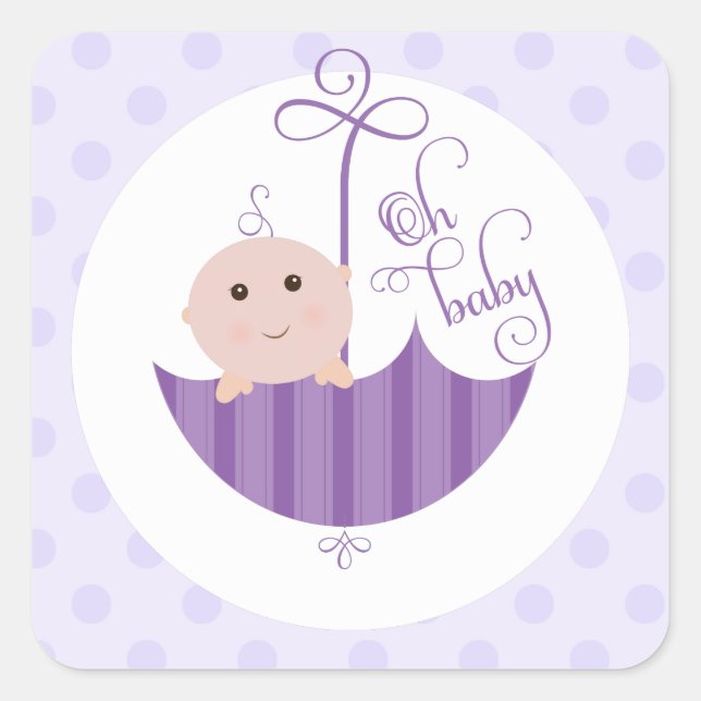 Purple Baby Boy 'Oh Baby' Shower umbrella Sticker (Front)