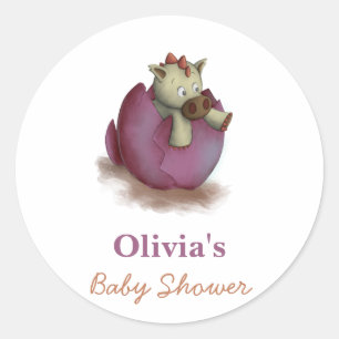 Purple baby dinosaur stickers for baby shower