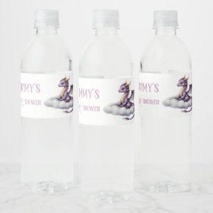Purple Baby Dragon Water Bottle Labels - Whimsical