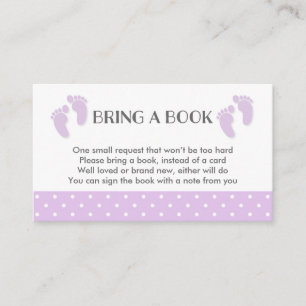 Purple Baby Feet Baby Shower Book Request Card