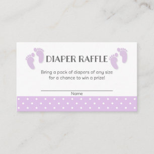 Purple Baby Feet Baby Shower Diaper Raffle Tickets Enclosure Card