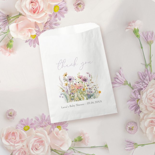 Purple Baby In Bloom Floral Wildflower Baby Shower Favour Bags (Creator Uploaded)