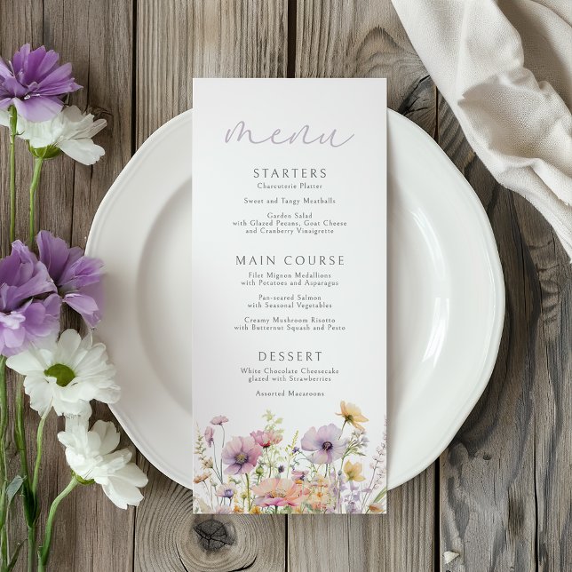 Purple Baby In Bloom Floral Wildflower Baby Shower Menu (Creator Uploaded)