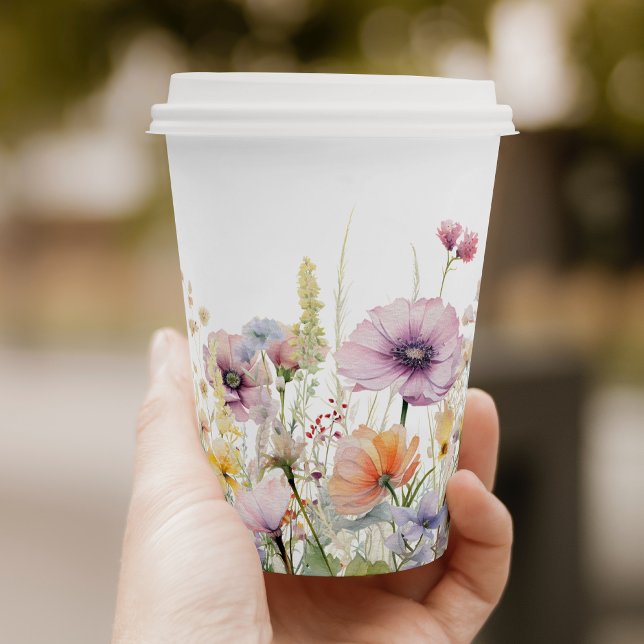 Purple Baby In Bloom Floral Wildflower Baby Shower Paper Cups (Creator Uploaded)