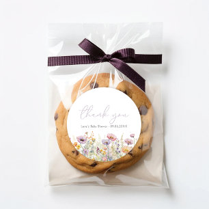 Purple Baby In Bloom Wildflower Shower Favour Classic Round Sticker
